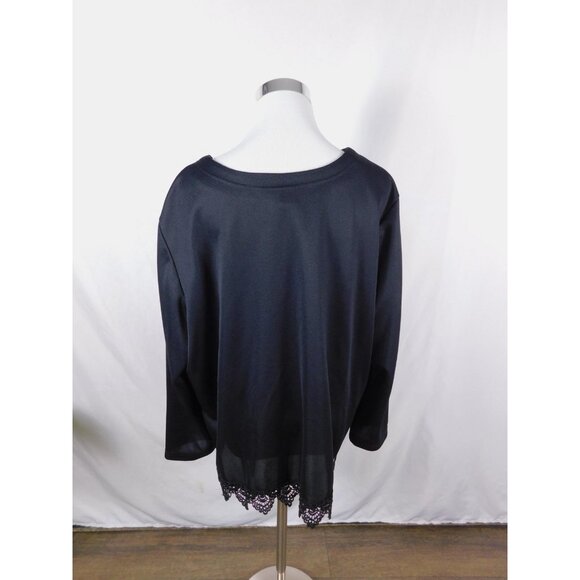 Roaman's Cardigan Womens Black Lace Hem Button Front Long Sleeve Made in USA - Picture 7 of 11